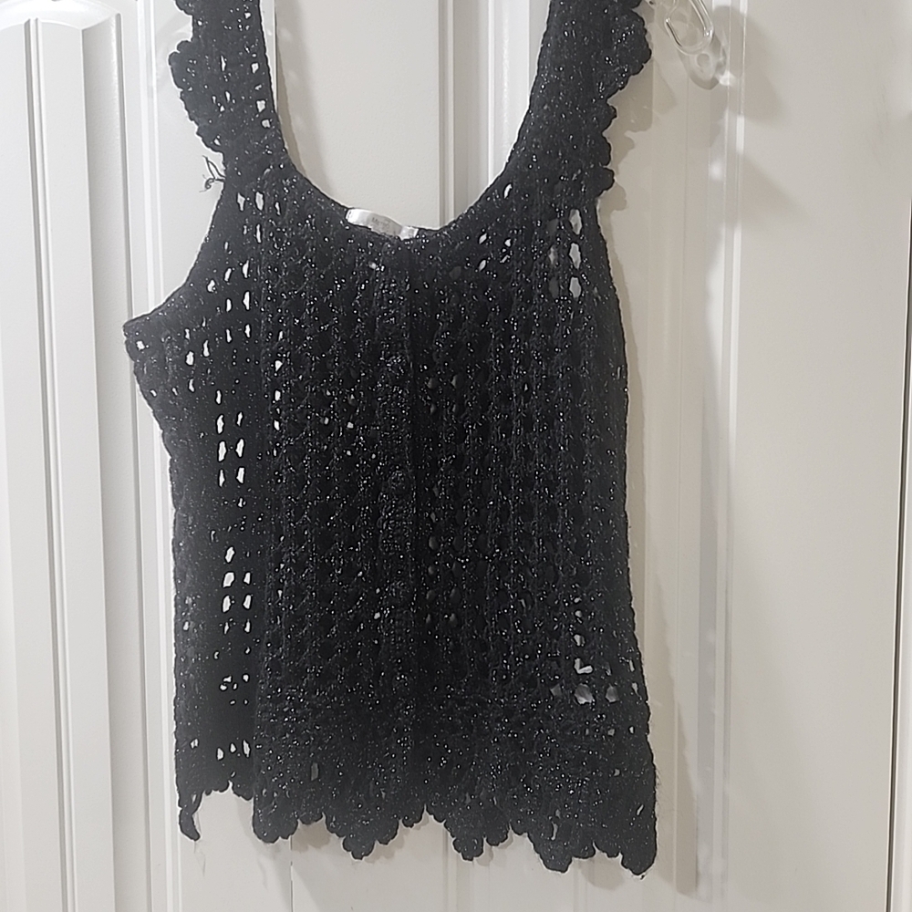Metro Black Crochet Tank Top
